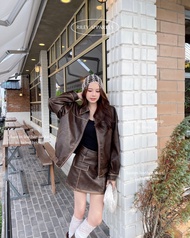 Riley.apparels - Austin Leather Jacket เสื้อหนังแต่งเฟด [ได้เฉพาะเสื้อ]