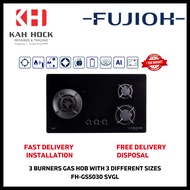 FUJIOH FH-GS5030 SVGL GAS HOB WITH 3 DIFFERENT BURNER SIZES - 1 YEAR LOCAL WARRANTY