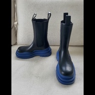 【未使用】Bottega Veneta BV 皮革女靴 37碼 黑藍色