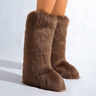 25 New Style Cross-Border Knee-Length Snow boots Warm Imitation Fox fur High boots fur boots fur boo