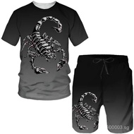 New Scorpion 3D Print T-Shirts Shorts Sets Men's Tracksuits Fashion Oversized Short Sleeve T Shirt P