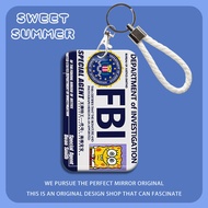 FBI card holder equipped SpongeBob SquarePants card cover with braided rope student chest card cover