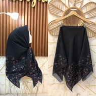 (READY 3 COLOR VARIATIONS) PREMIUM MOTIF VOAL SQUARE HIJAB R64 | SQUARE VOAL WITH LASERCUT EDGE MOTI