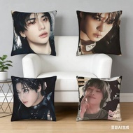 45x45cm Pillowcase Double Sided SKZ  Hyunjin Portrait Print Soft Polyester Cushion Cover Decorative 