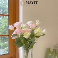 MAYIT Artificial Lisianthus Flowers, Silk Material Large Size Artificial Eustoma Grandiflorum Roses,