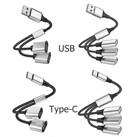 3 in 1 Type-C USB To 2 OTG 3 Port HUB Cable Splitter USB Type-C OTG Adapter charging data Cable 30cm