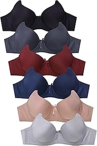 Womens 6 Pack of Everyday Plain, Lace, D, DD, DDD Cup Bra -Various Style