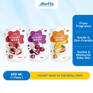ANAKKU Baby Head To Toe Yogurt Body Wash Baby Bath Refill Pack Sabun Mandian Bayi Strawberry Cherry 