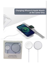 (2in1 iwatch iPhone 充電器)Portable Wireless Charger, 2 in 1 Magnetic Charging for Apple Watch Series SE/7/6/5/4/3/2/1 &amp; Compatible with MagSafe Charger for iPhone 13/12/Pro/Pro Max/Mini