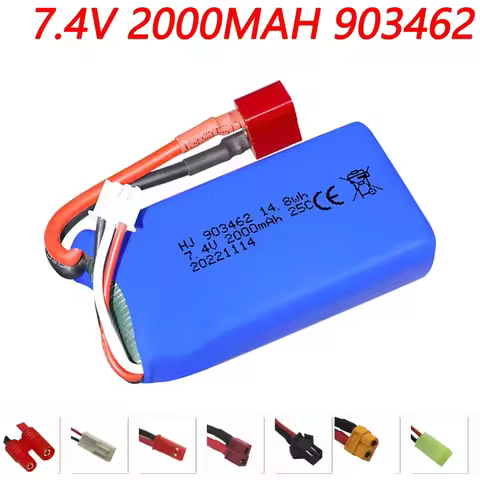 7.4V 2000mAh 903462 Lipo Battery For 144001 12428 12423 FT009 RC Boat car speedboat Spare Parts 2S 7