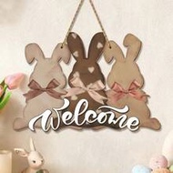 Easter Wooden Decor Hanging Ornaments Easter Wreaths For Front Door Bunny Welcome Wood Sign Door Han