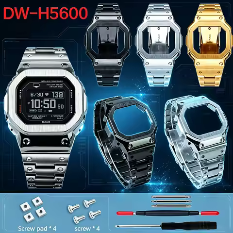 DW-H5600 Mod Kit Stainless Steel Case Metal strap Replacement metal bezel watchband kit Compatible F