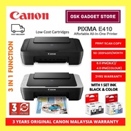 Canon Pixma E410 3 In 1 Printer Print / Scan / Copy | Include 1 Set Black &amp; Colour Ink | 3 Years Canon Malaysia Warranty