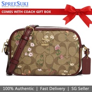 Coach Handbag In Gift Box Crossbody Bag Signature Wildflower Mini Jamie Camera Bag Khaki # CA719