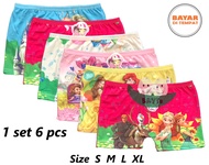 BAYIe - 6 PCS Celana Dalam / CD BOXER Anak Perempuan/Cewek AS GIRLS/ELOISE/HAPPY GIRL Kids Underwear