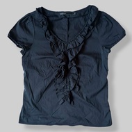 Most Pinterest Glamorous Black Ruffled Detailed Romantic Blouse | 90s Y2K Shoujo Office Siren