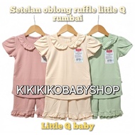Latest again Bun!!! 3pcs baby suit oblong collar split sleeves lace ruffle pants 3/s4 plain check li