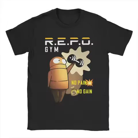 Men Join The R.E.P.O. GYM No Pain No Gain T Shirt Hot Game Repo Robot Cotton Merch Short Sleeve Roun