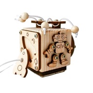 Busy cube - Space, wooden baby fidget toy, montessori travel activity