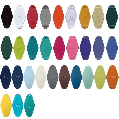 20pcs Custom Logo Free 33Colors Plastics Hotel Motel Movie Key Chains DIY Tag Pendant Keychain Keyri