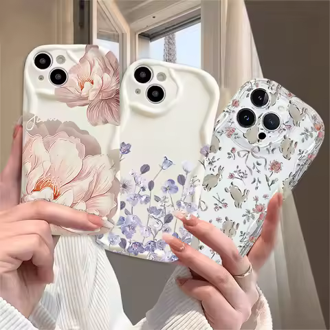 Rabbit Flower Peony Casing For Xiaomi Redmi 15C 15 Note 15 Pro Plus 5G 14C 13C 12 Note 14 13 12 11 1