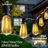 สายระย้ากันน้ำ สายเเพรชุดหลอดไฟปิงปอง ยาว 5/10/15 เมตร E12 ST38 ไฟสวน หลอดไฟ LED ไฟประดับ สายไฟระย้า