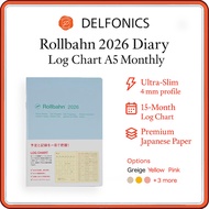 DELFONICS Rollbahn 2026 A5 Monthly Planner – 15-Month Log Chart Diary (Oct 2025 Start) | Premium Jap