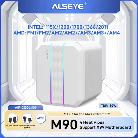 ALSEYE M90 CPU Fan Cooler PWM 90mm 4 Pin 4 Heat Pipe Cooler support X99 motherboard for LGA115x1366