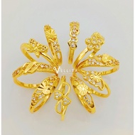 [VJ]Cop916 Ring “CZ Creative Minimalist” <R16 - RANDOM> 999.9 Gold Plated Ring{Cincin Permata Peremp