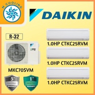 DAIKIN MULTI-SPLIT AIR COND INVERTER [OUTDOOR MKC70SVM 3.0HP] + [INDOOR 3 UNITS 1.0 HP CTKC25]