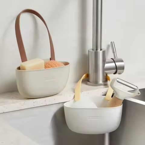 Kitchen Sink Holder Hanging Drain Basket Adjustable Drain Rack Soap Sponge Holder Faucet Holder Kitc