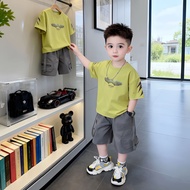 Boy Suit 2026 Handsome Fashionable Boy Baby Striped Short-Sleeved Clothes Korean Fan Children's Clot