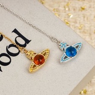 英國知名設計師品牌Vivienne Westwood土星藍色 金色 水鑽珠珠手鍊 代購服務