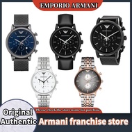 Armani (Emporio Armani) AR1979/AR1970/AR1968/AR1879/AR1721 Men's Watch Quartz Men's Watch Business Three Eyes Tanabata Festival Birthday Gift for Boyfriend Husband Gift Box Blue Plate Steel Woven Strap