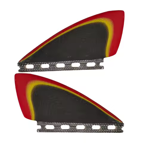Surfboard Fins 2.44 inch Black, Yellow And Red Fiberglass Tri-Color Tail Fins & Cloth bag and key fr