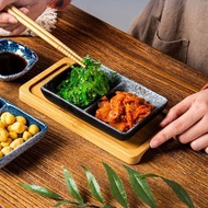 Mori Sauce Plate 2 Grid Japanese Artisan Ceramic Sauce Plate with Two Compartments Aesthetic Kitchen