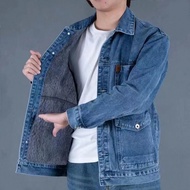 Denim Jackets Velvet thick denim for warmth, durability, wind resistance, winter middle-aged men's oversized loose jacket jiahuiqi