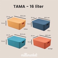 TAMA PLASTIC CONTAINER COLOR STORAGE - 16L storage/ + lid size 35.5cm*25cm*16cm aesthetic storage CO