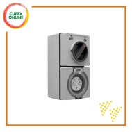 [S56C320GY] Schneider Electric S56 20A Switched Socket 250V 3P IP66 Grey (cupex)