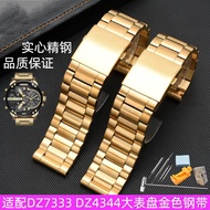 Watch Strap Dissay DZ7333 DZ4344 Stainless Steel Watch Strap Men's Large Dial Gold Accessories 26 28