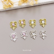 [5 Pieces] Diamond Heart Spare Parts Silver Frame Gold The Woman A06