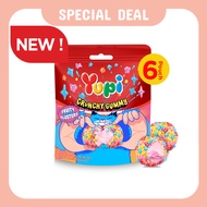 Six Pack Yupi Crunchy Gummy Fruity Clusters Pouch 50 Gram
