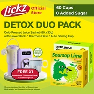 LICKZ JUICE MIX & MATCH Ice Lemon Tea and Lime Juice Beverage Concentrate - BUNDLE 60 Sachets with T