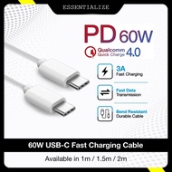 1M/2M PD Type C to Type C Cable 60W Fast Charging Cable USB C To USB C Cable Charger USB Cable