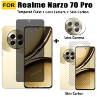 Realme Narzo 70 Pro Anti-SpyTempered Glass for Realme Note 50 Privacy Screen Protector Tempered Glass Realme 12+ 11 C53 C51 3 in 1 Carbon Fiber Film and Camera Protector