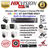 Hikvision 2MP 4 Camera with Audio 4 Channel DVR 2TB HDD Turbo HD CCTV Package