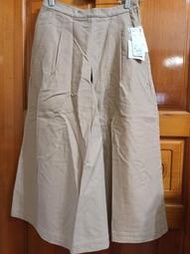 二手寬褲  UNIQLO IDLF系列 女裝棉質寬褲(棕色; 腰圍: 61cm)