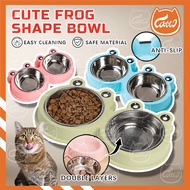 CATTO Cute Frog Shape Pet Bowl Food Water Container Stainless Steel Dog Cat Feeder Dog Cat Bowl Beka