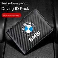 Car Carbon Fiber Driver Holder License ID Card Bag For BMW Series i3 i4 G07 G06 G05 G02 G01 F48 F39 