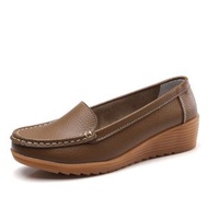 秋季時尚坡跟女單鞋 舒適媽媽鞋 休閒中跟女裝鞋- 白色 35